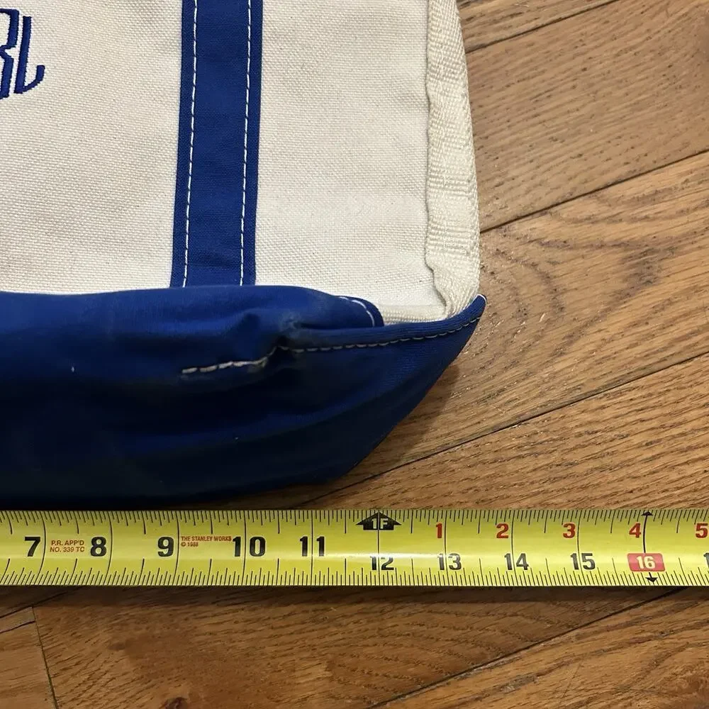 Vintage Ll Bean Boat And Tote Canvas Shoulder Bag Small Blue Zip
